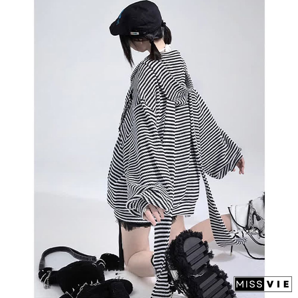 Long Bunny Ears Pocket Oversize Zipper Hooded Sweatshirt