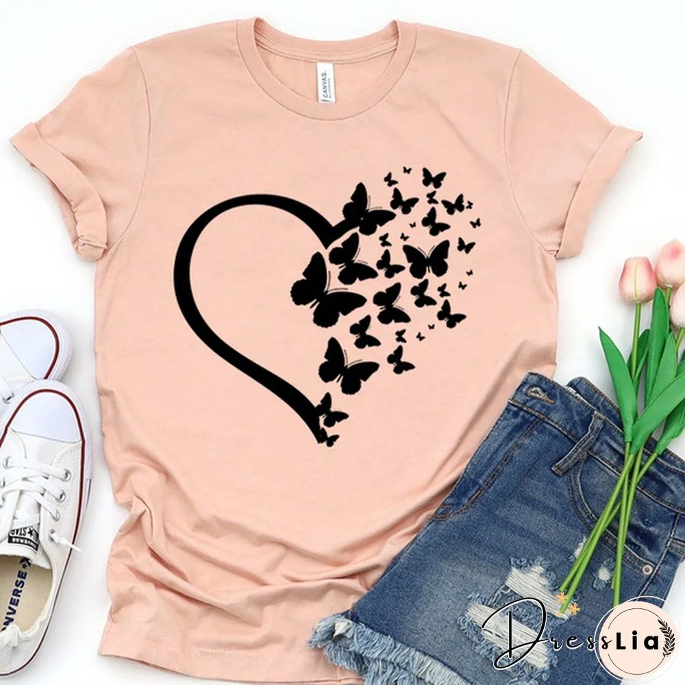 New Butterfly Print T Shirt Women Men Short Sleeve Tops Tees Summer Fashion Loose Casual T-Shirt