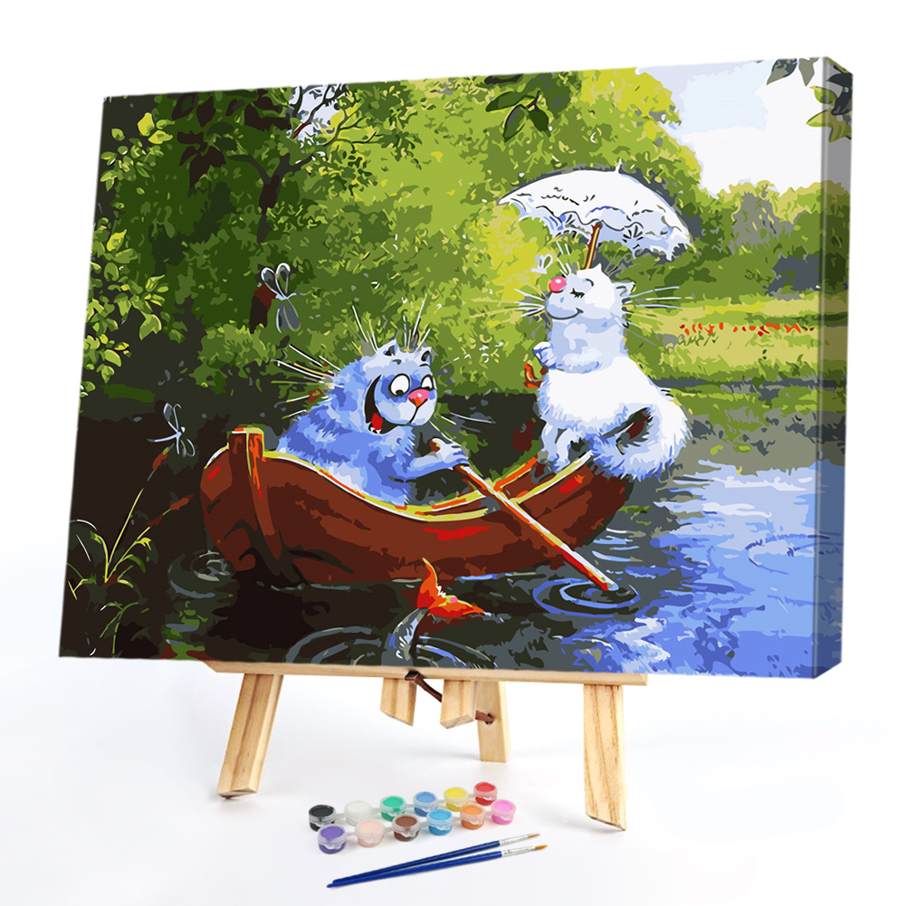 

50*40CM - Paint By Numbers - Blue Cat, 501 Original