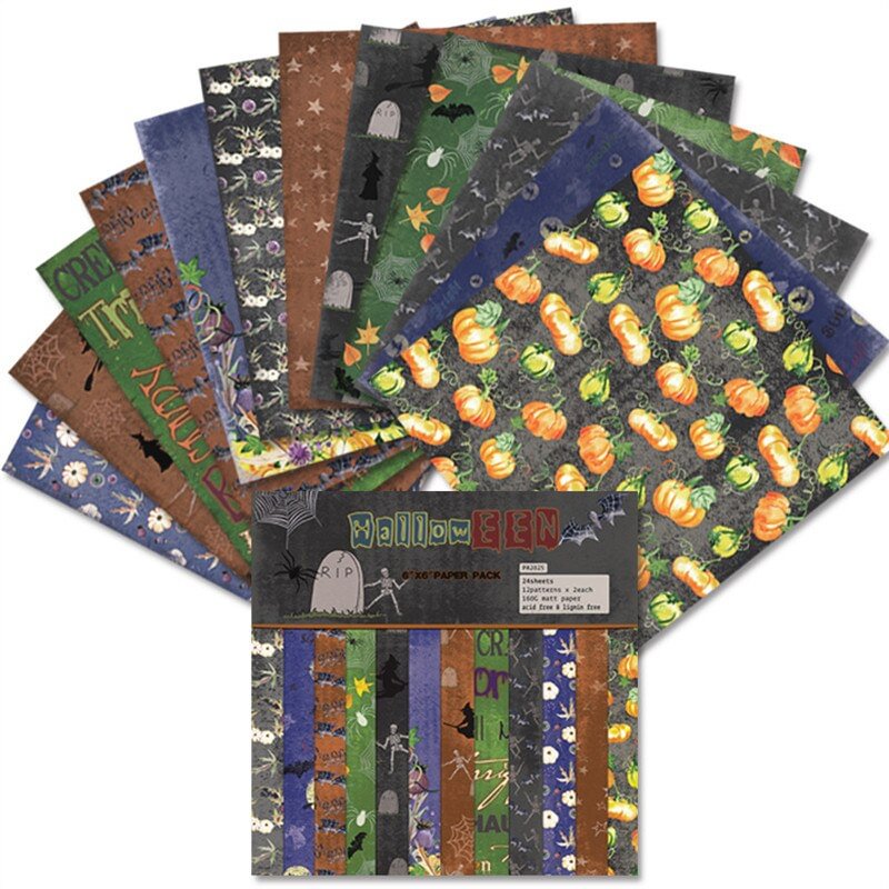 24 sheet 6 X6 Halloween pack the flower patterned paper Scrapbooking paper pack handmade craft paper craft Background pad