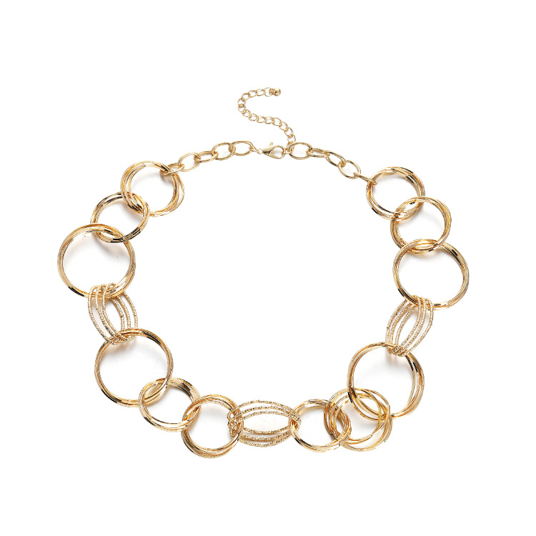 Hollow geometric multilayer circle necklace