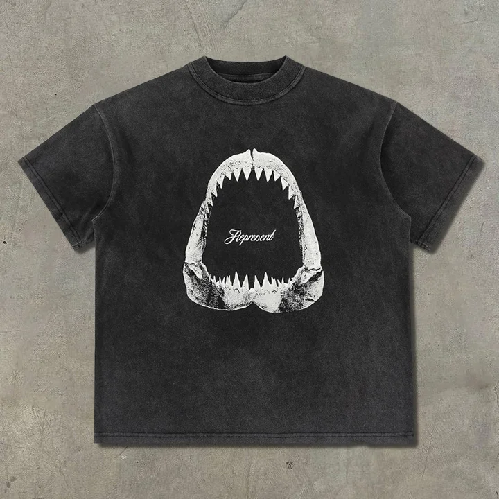 Sopula Vintage Megalodon Print Washed T-Shirt