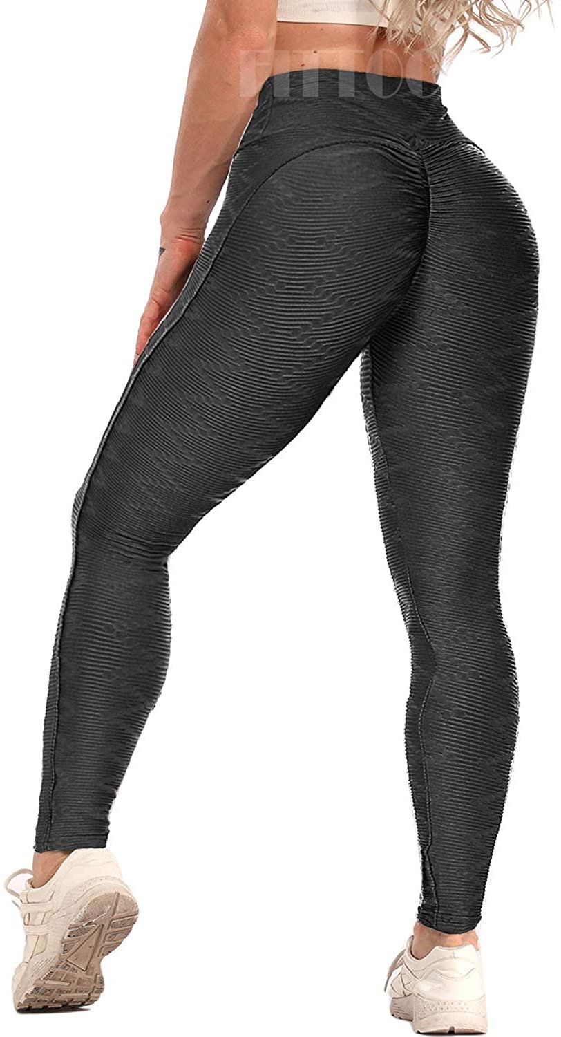 Womens High Waisted Yoga Pants Tummy Control Scrunched Booty Leggings Workout Running Butt Lift Textured Tights
