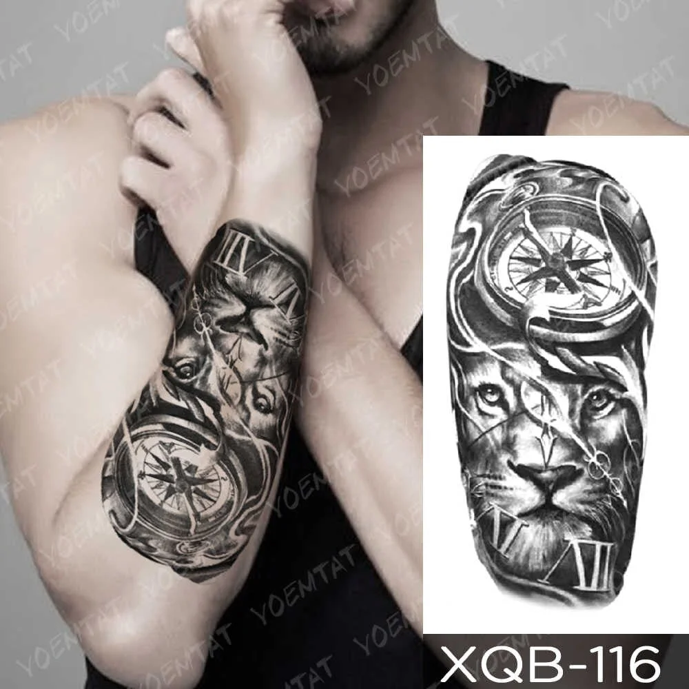 Waterproof Temporary Tattoo Sticker Totem Leopard Flash Tattoos Dragon Tiger Wolf Lion Body Art Arm Fake Tatoo Women Men