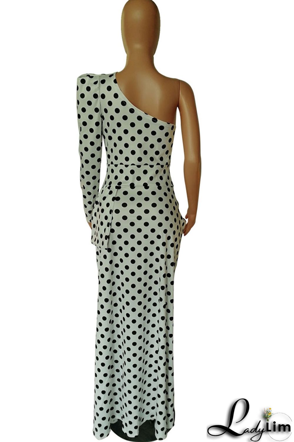 Black Sexy Print Leopard Split Joint Fold Asymmetrical Oblique Collar Dresses