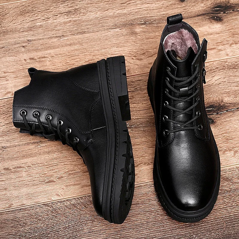 Brand Winter Mens Shoes Thick Plush Warm Men Snow Boots Waterproof Male Ankle Boots Outdoor Non-slip Hiking Boots Work Boots