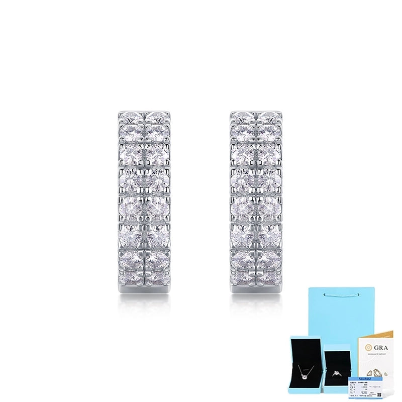 1 Pair 925 Sterling Silver Moissanite GRA Certificate Geometric Earrings