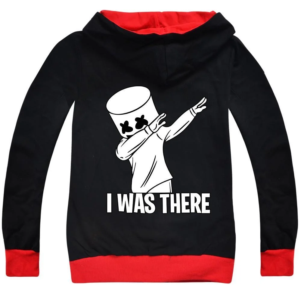 Buzzdaisy Dj Marshmello I Was There Black Grey Boys Zip Up Hoodie Jacket