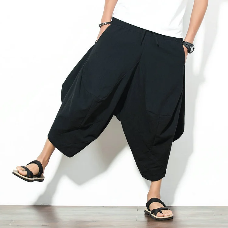 Men's Vintage Pocket Cotton Linen Casual Pants