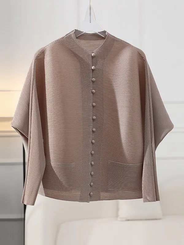 Casual Pocket Buttons Gross O Neck Outerwear