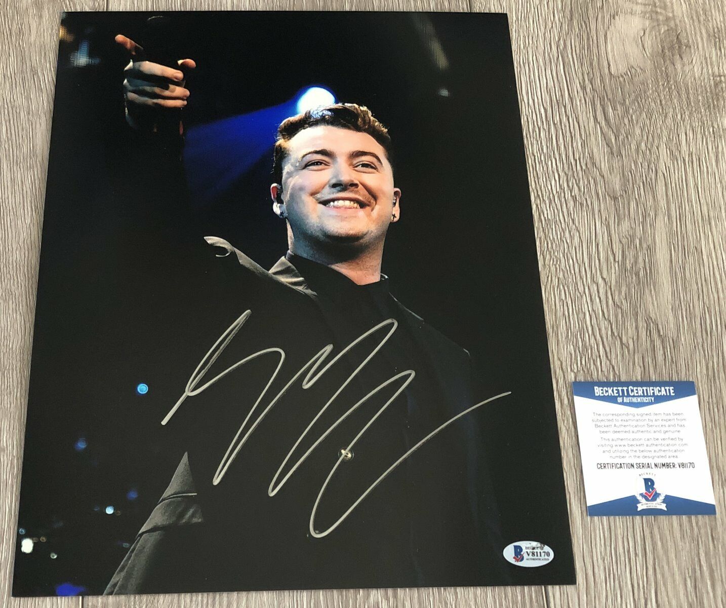 SAM SMITH STAY WITH ME SIGNED AUTOGRAPH 11x14 Photo Poster painting B w/PROOF & BECKETT BAS COA