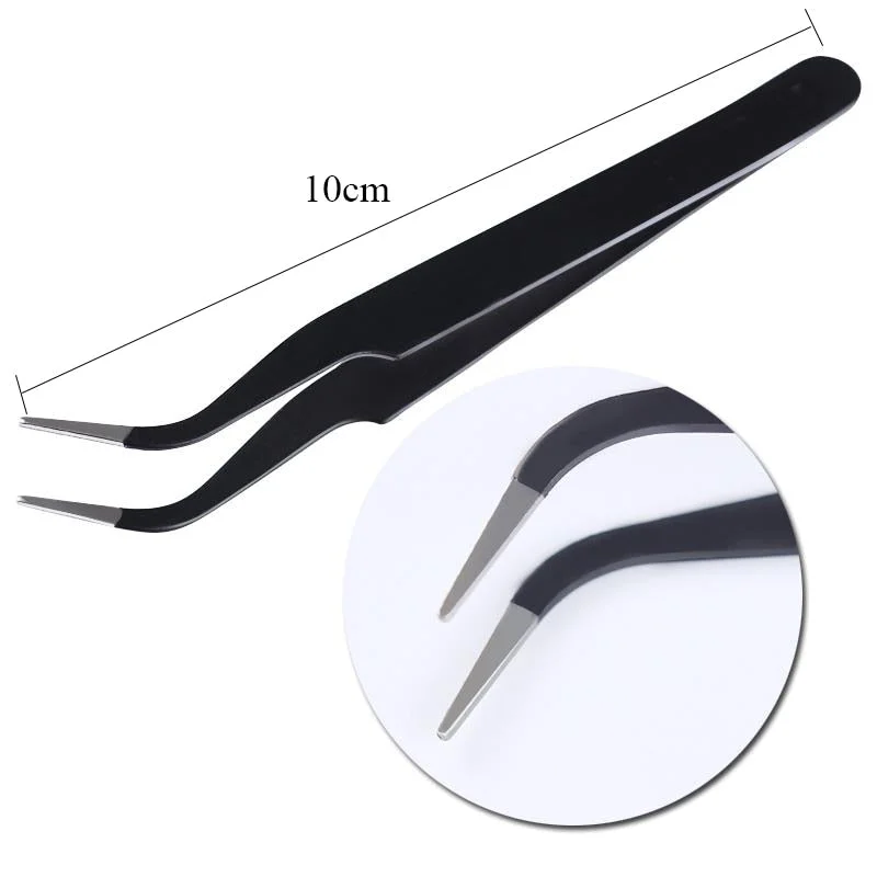 Straight Nail Tweezers with Silicone Pressing Head for 3D Sticker Rhinestones Water Sticker Picker Nails Tools Stainless Steel-Nail Inspo