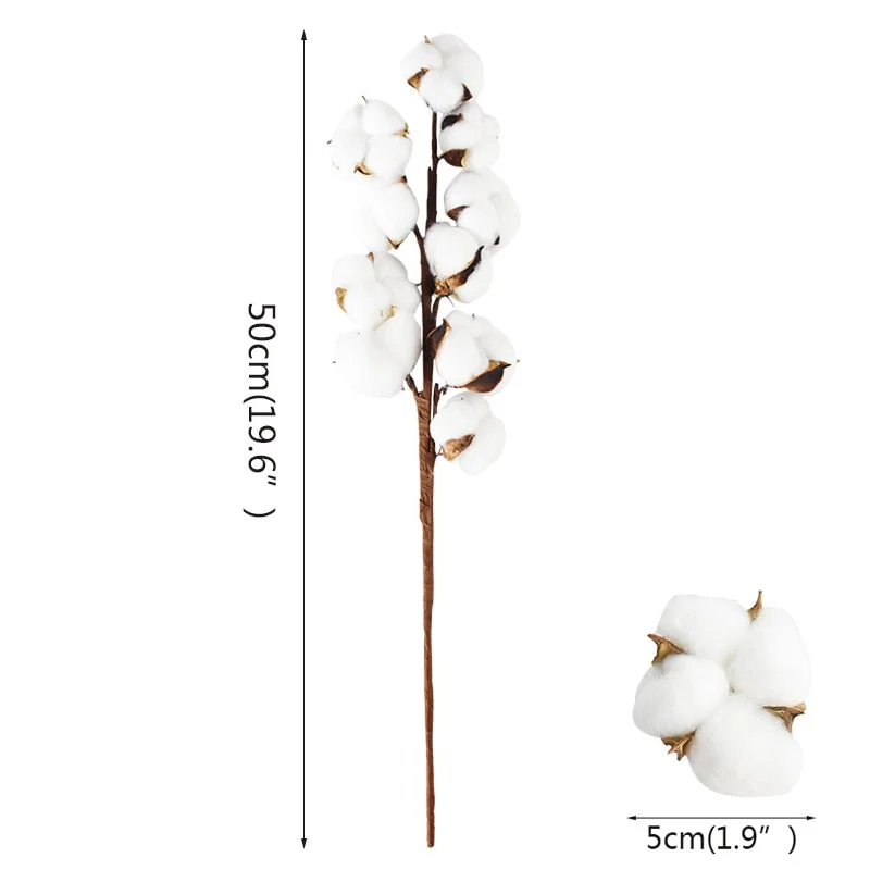 Naturally Dried Cotton Flower Artificial Plants Floral Branch for Wedding Party Home Garden Decoration Fake Flowers DIY Bouquet