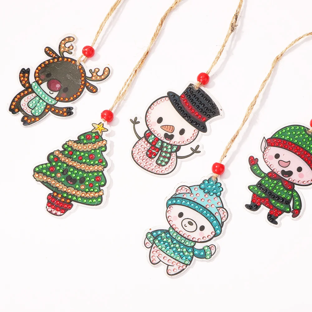 5pcs DIY Diamond Painting Xmas Trees Pendant(Double Sided)