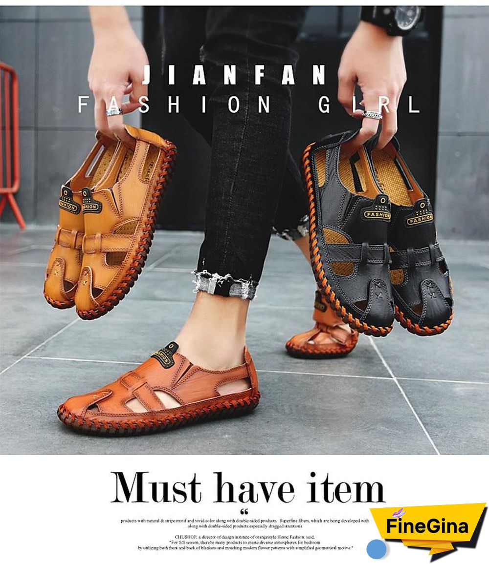 Leather Men Sandals Outdoor Flip Flop Casual Shoes Men Shoes