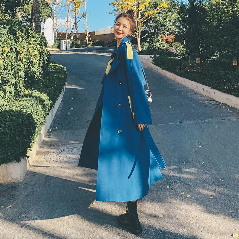 Brand New Trench Coat Double-Breasted Long Lady Duster Coat Female Outerwear Spring Autumn Clothes with Belt