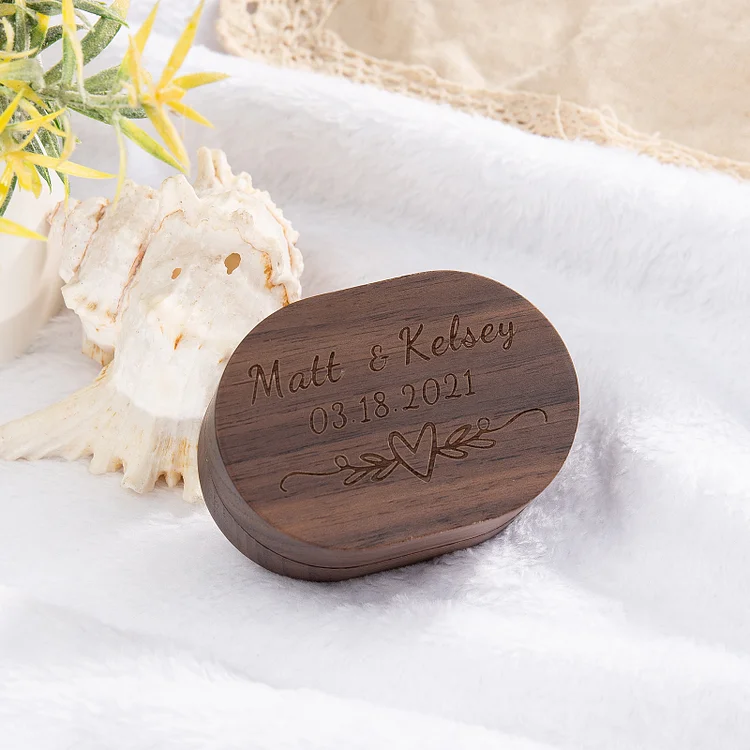 Personalized Name and Date Wooden Ring Box for Wedding
