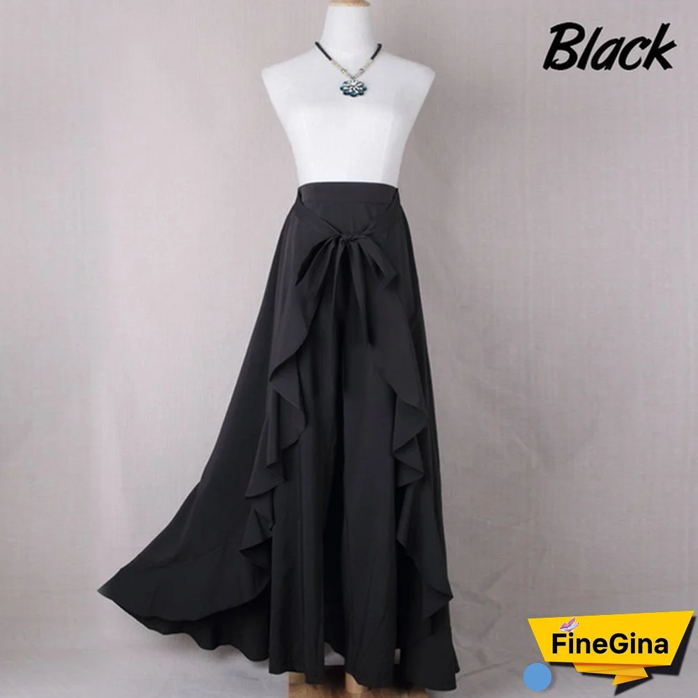 Summer Women's Skirt Pant Ruffle Palazzo Trouser Boho Wide Leg Loose Skirt Pants