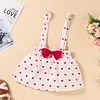 Baby Kid Girls Valentine's Day Red One-line Shoulder Polka Dot 2 Pcs Sets