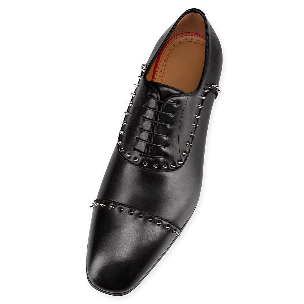 Merumote Gentleman's Oxford Red bottom Shoes Rivet Matte Party Wedding Banquet Shoes-MERUMOTE