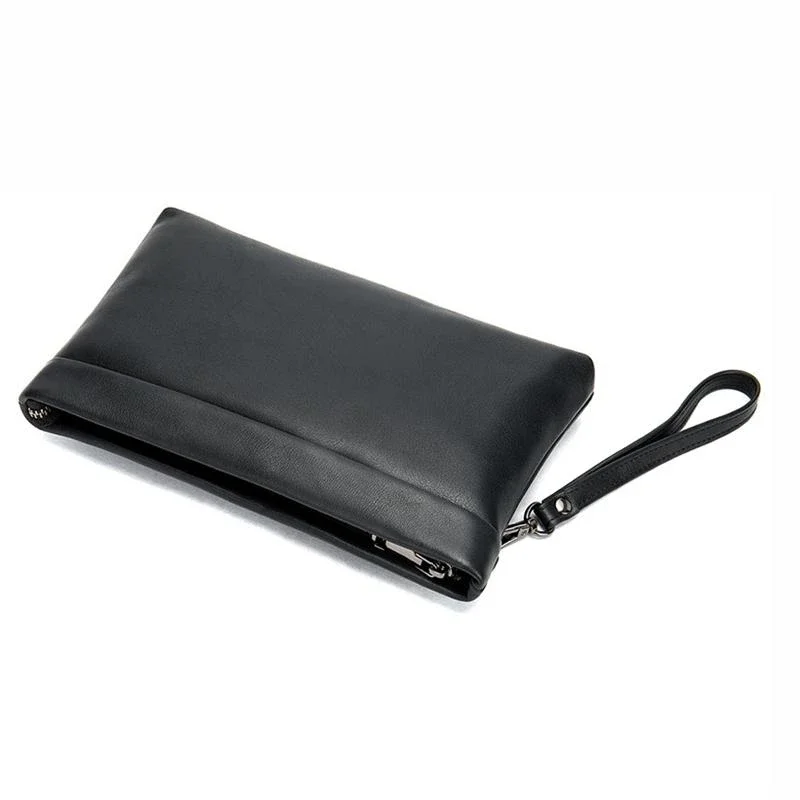 Business Waterproof Plain Soft Leather Clutch Bags