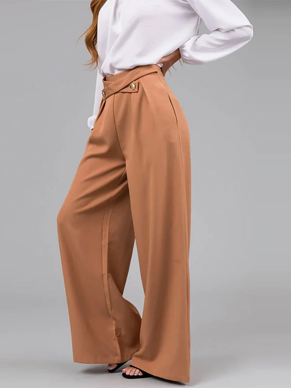 High Waisted Loose Pleated Split-Joint Pants Trousers