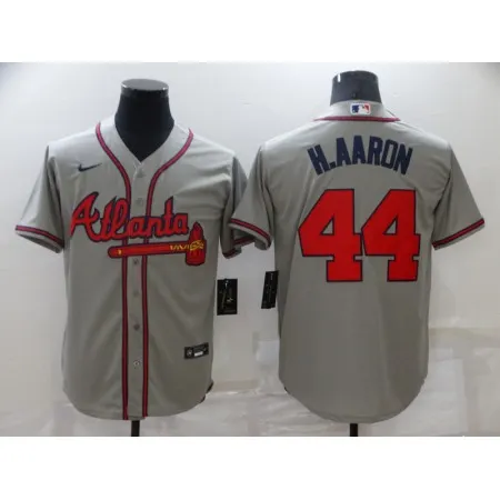 Men's Atlanta Braves #44 Hank Aaron Grey Cool Base Stitched Jersey 96EH