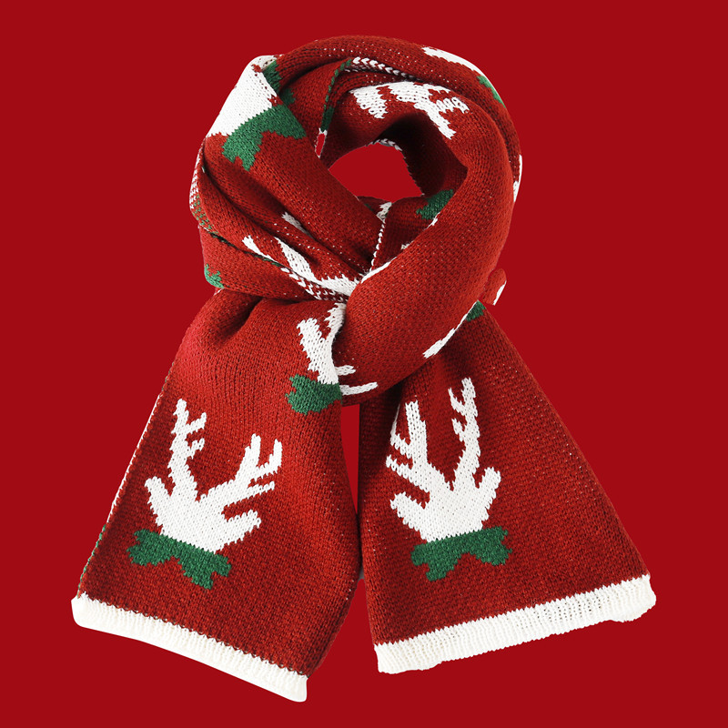 Unisex Christmas Elk Knitted Scarf