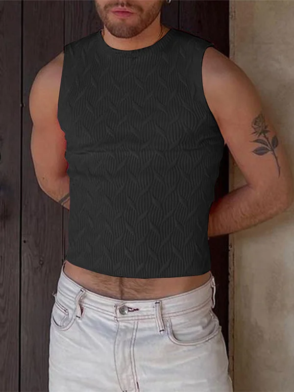 Aonga - Mens Knitted Stretchy Slim Crop Tank Top J