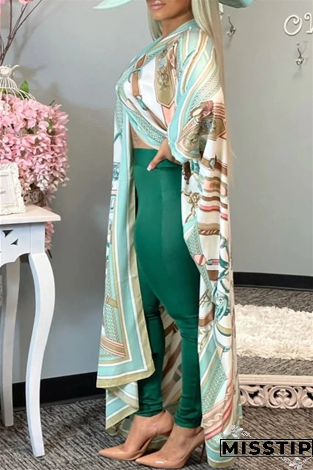 Blue Fashion Casual Print Cardigan Outerwear