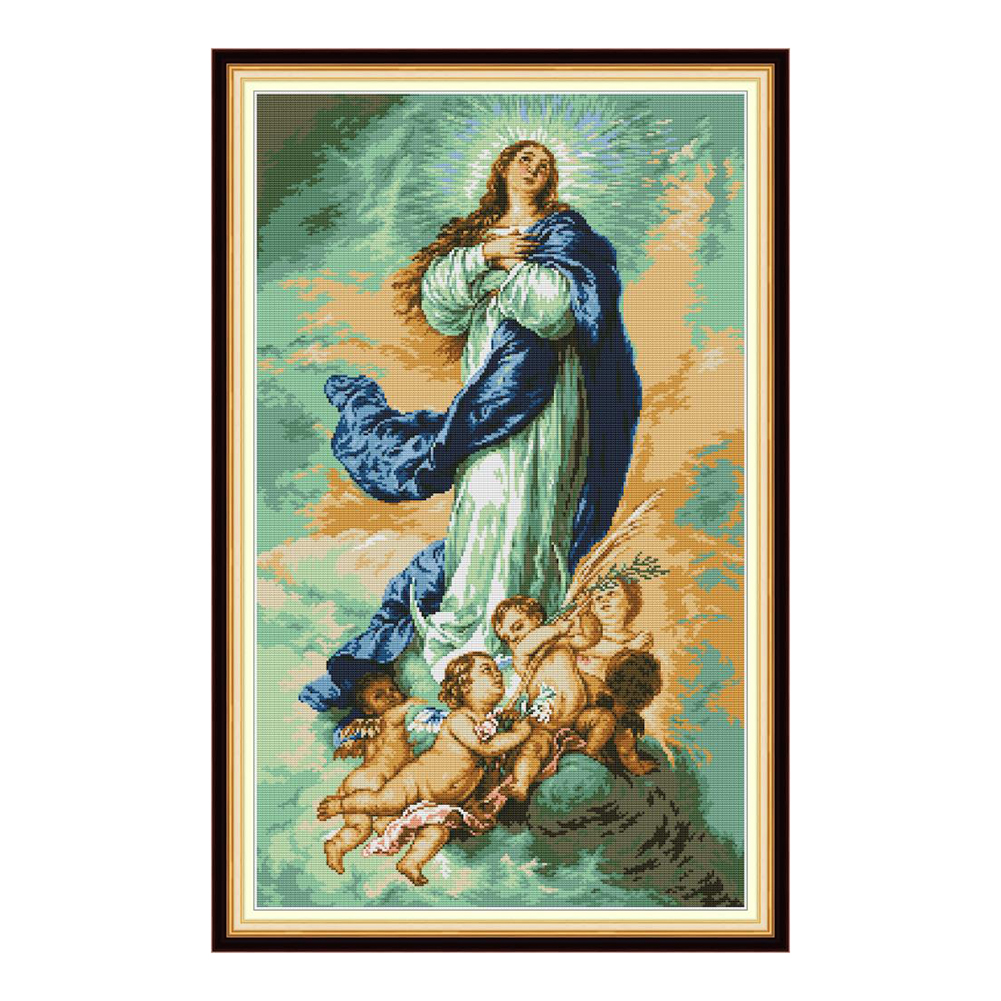 

Madonna and Little Angel - 14CT Stamped Cross Stitch - 46*71CM, 501 Original