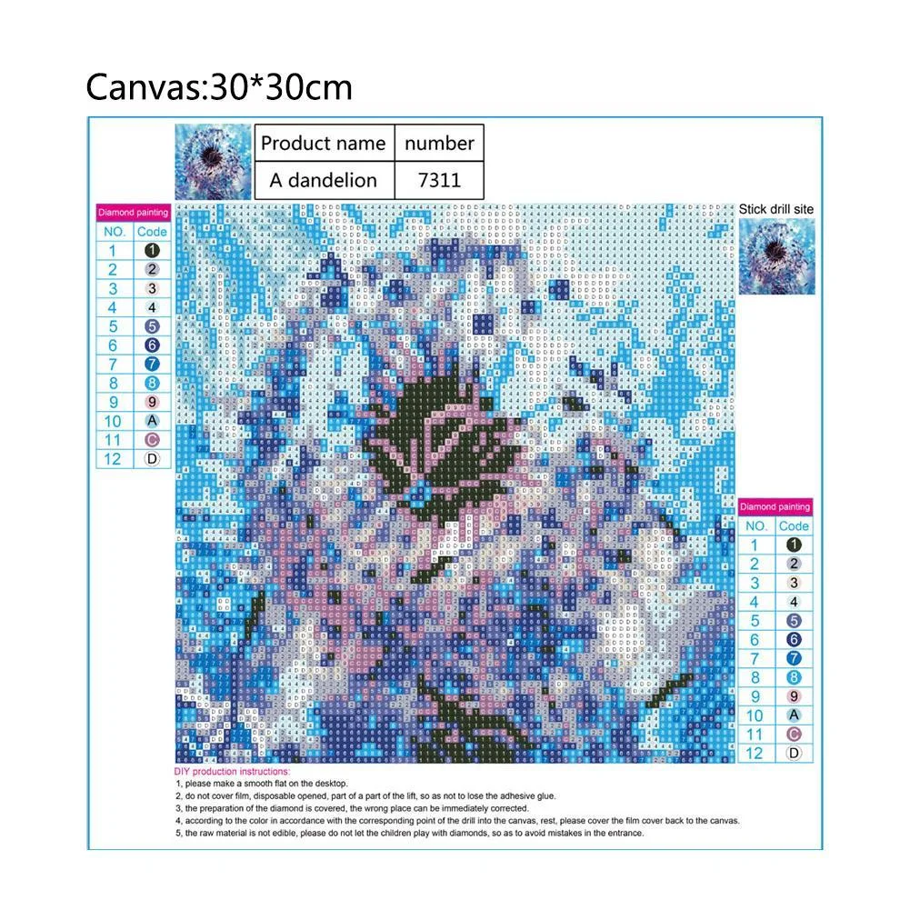 Diamond Painting - Full Round Drill - Dandelion(30*30cm)