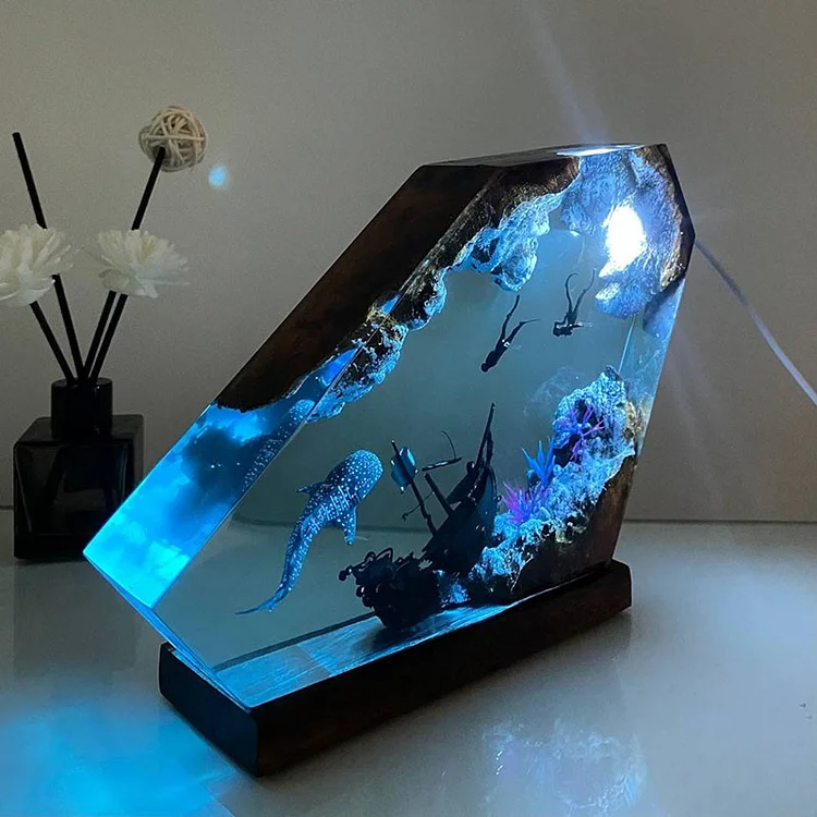 Whale Shark And Couple Diver Night Light Unique Decor Gift