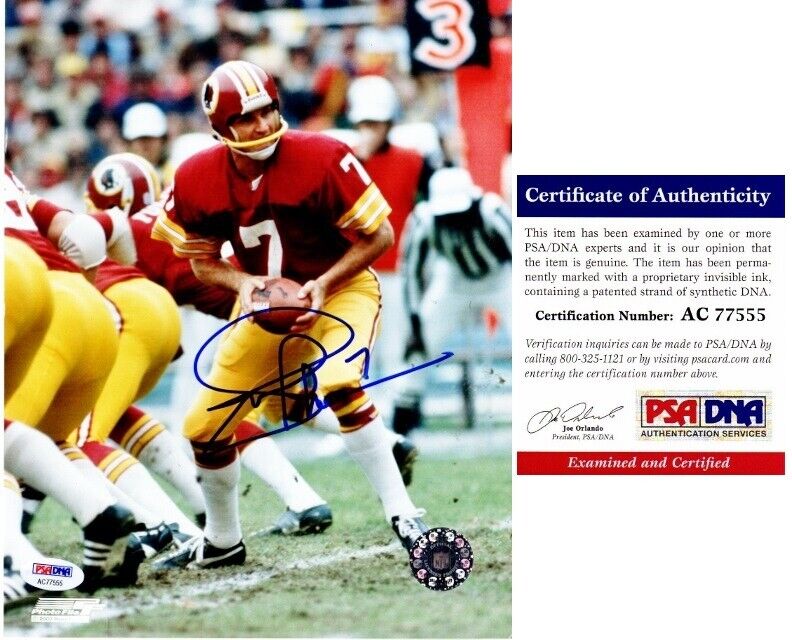 Joe Theismann Signed - Autographed Washington Redskins 8x10 inch Photo Poster painting + PSA/DNA