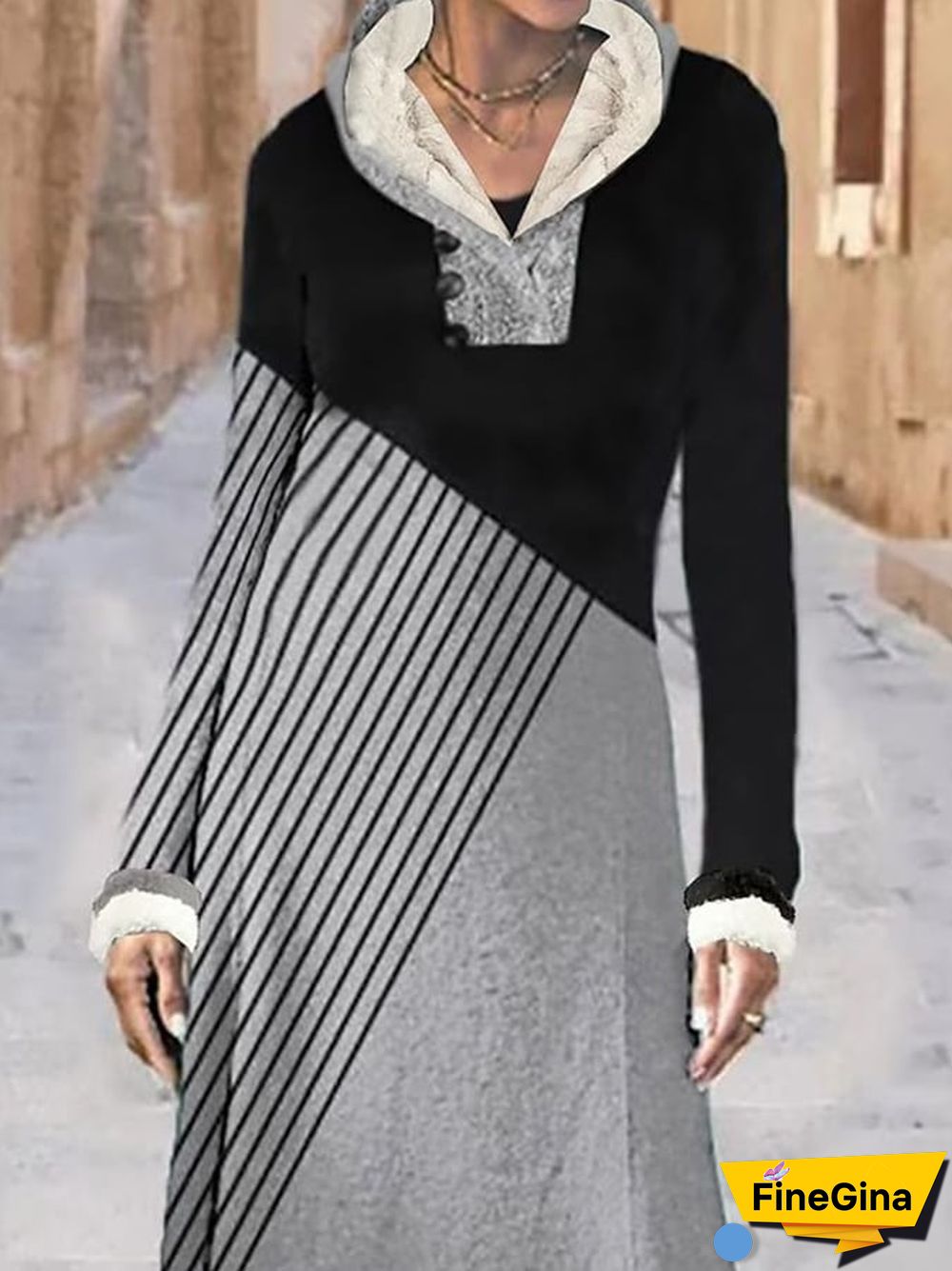 Women's Fashionable Loose Solid Color Plush Dress