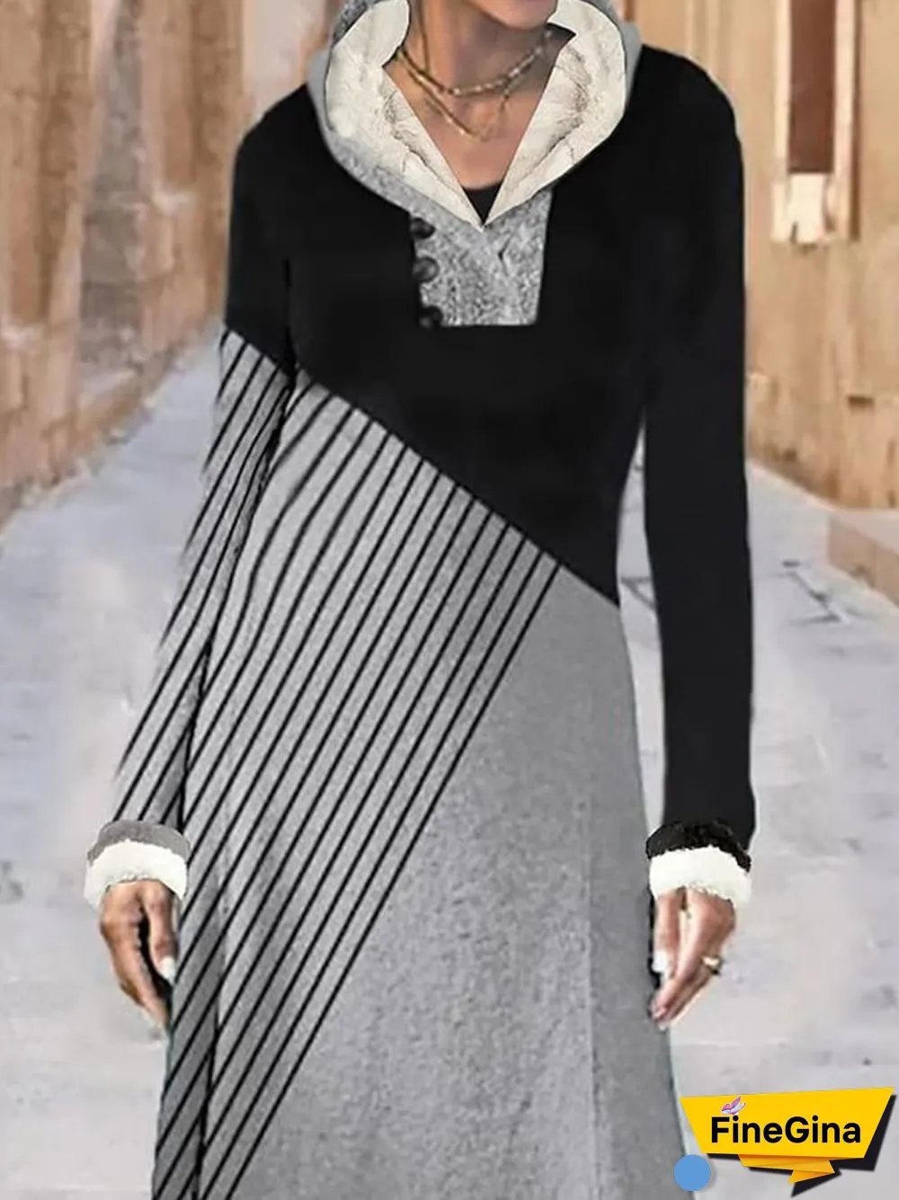Women's Fashionable Loose Solid Color Plush Dress