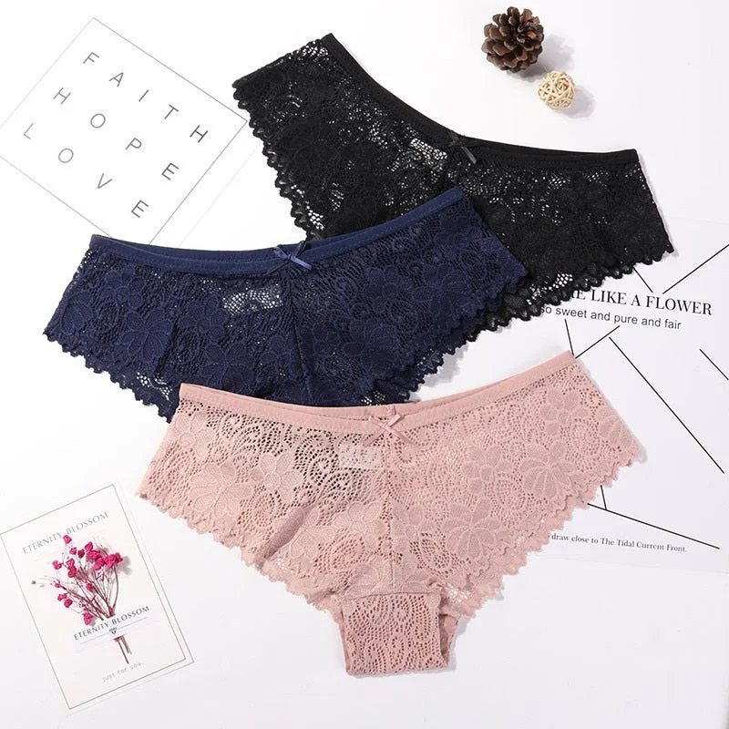 3 Pcs Panties For Woman Underwear Sexy Lace Breathable Female Panty Transparent Briefs Sexy Underwear Women High Quality 2020