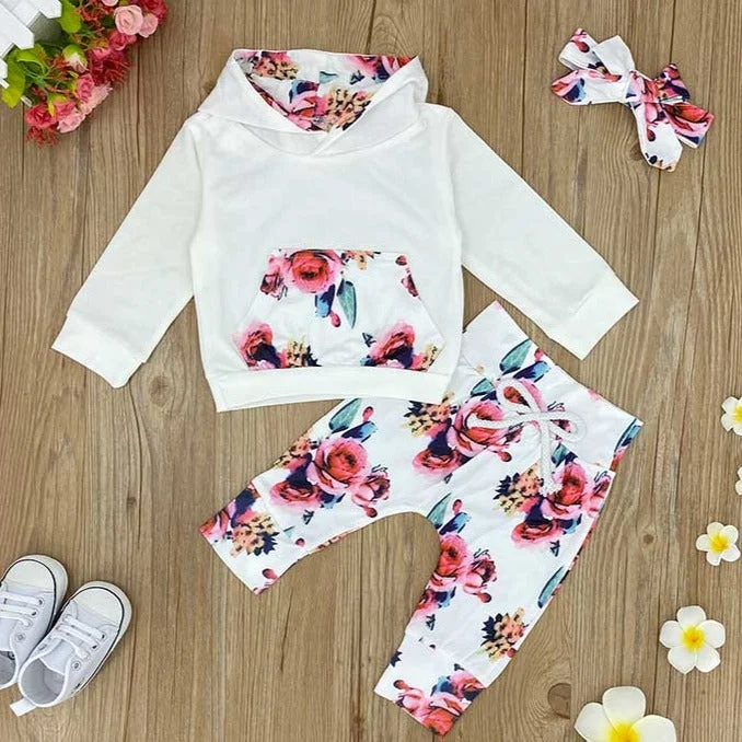 Floral Print Hoodie Set