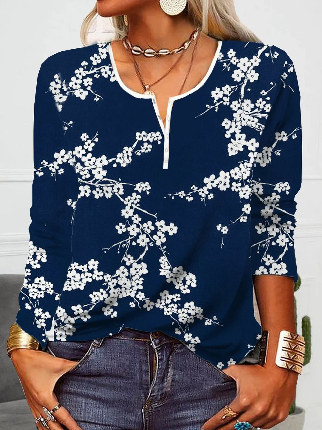 Casual Floral Jersey T-Shirt