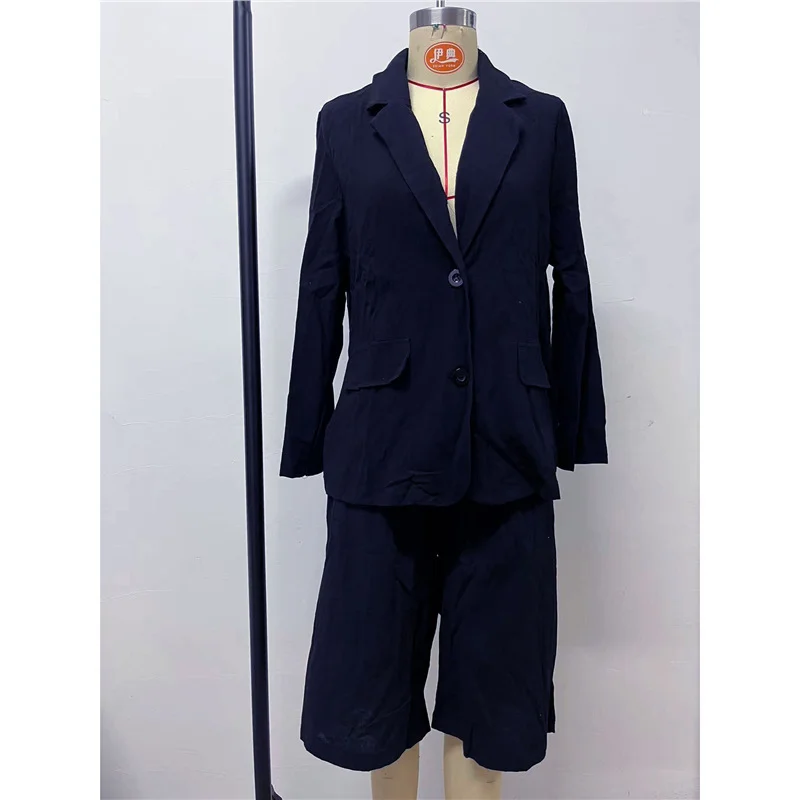 Athvotar Athvotar Spring And Autumn Cotton Mah-Size Casual Long-Sleeved Five-Sleeve Shorts Suit Two Sets