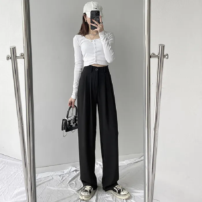 Brownm Brownm Autumn Dress New High Waist Loose Hanging Feeling Straight Pants Show Thin Pants Drop Feeling Suit Pants Ins Floor Pants Tide