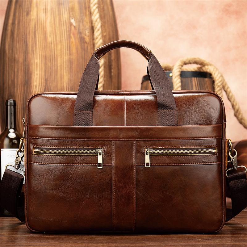 Vintage Style Grain Textured Interior Pocket Detachable Sling Strap Laptop Bag