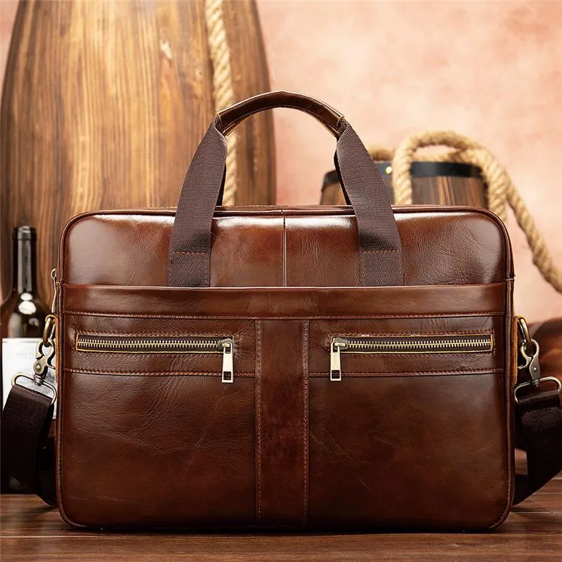 Vintage Style Grain Textured Interior Pocket Detachable Sling Strap Laptop Bag