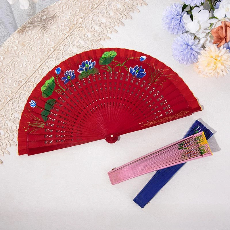 Handmade Painted Fan Classical Folding Fan European Style Spanish Wooden Fan Cheongsam Matching Fan Chinese Ancient Style Folding Fan