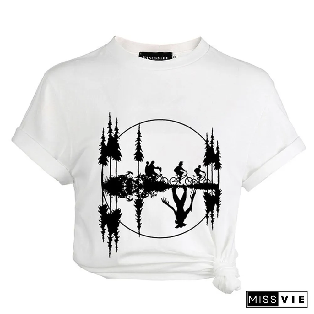 Stranger Things Print Short Sleeve T-Shirt Women Casual Funny T Shirt Tops