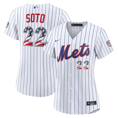 Women's New York Mets #22 Juan Soto Nike White 2026 All-Star Edition Stars & Stripes Stadium Jersey