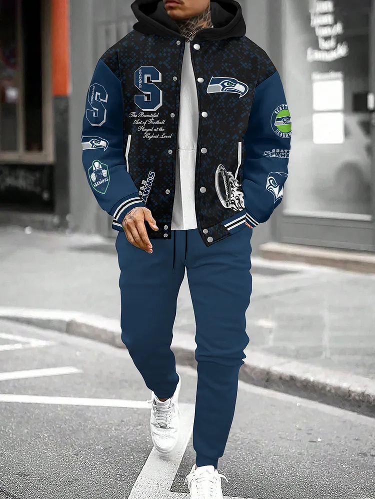 Seattle Seahawks 2026  New Design Hooded Jacket With Drawstring Waistband Joggers 2pcs Set