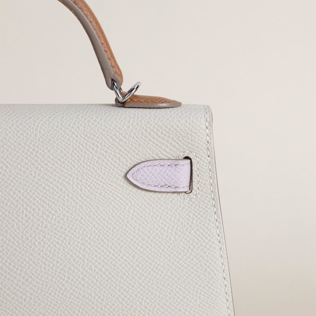 Mini Kelly II Epsom 10 Craie/ 37 Gold/ 09 Mauve pale PHW