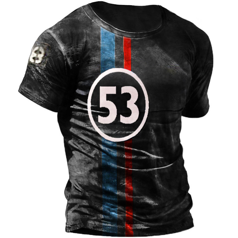 Mens Vintage Racing Stripes Retro T-Shirt / TECHWEAR CLUB / Techwear