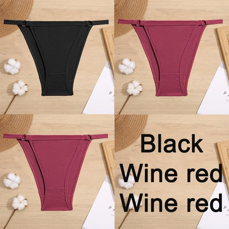 3PCS/Set Cotton Panties Underwear Bikini Style Women's Lingerie Sexy Panties Female Underpants Design Waist Band Briefs Pantys